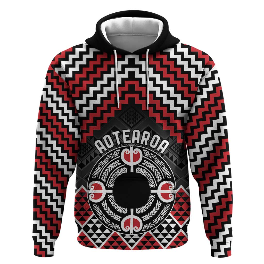 Personalised Aotearoa Niho Taniwha Motif Hoodie Red Style