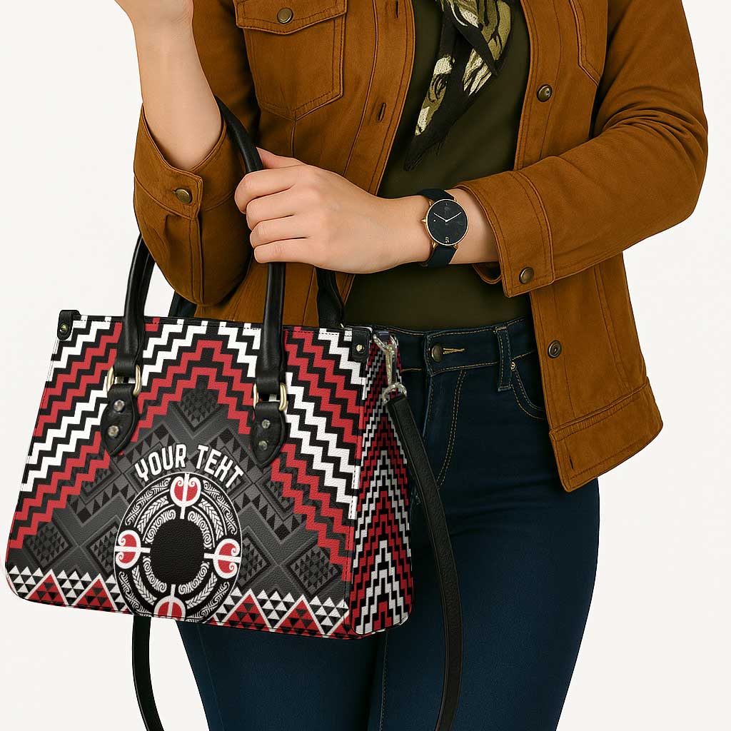 Personalised Aotearoa Niho Taniwha Motif Leather Bag Red Style - Polynesian Pride