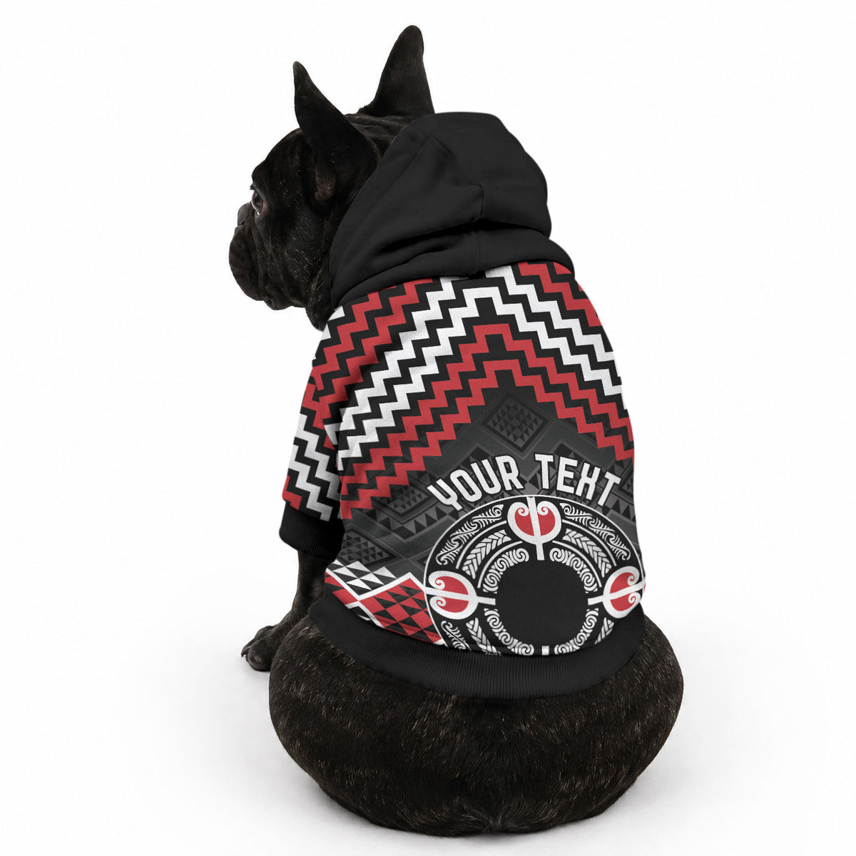 Personalised Aotearoa Niho Taniwha Motif Pet Hoodie Red Style LT9 - Polynesian Pride