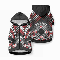Personalised Aotearoa Niho Taniwha Motif Pet Hoodie Red Style LT9 Zip-up Red - Polynesian Pride
