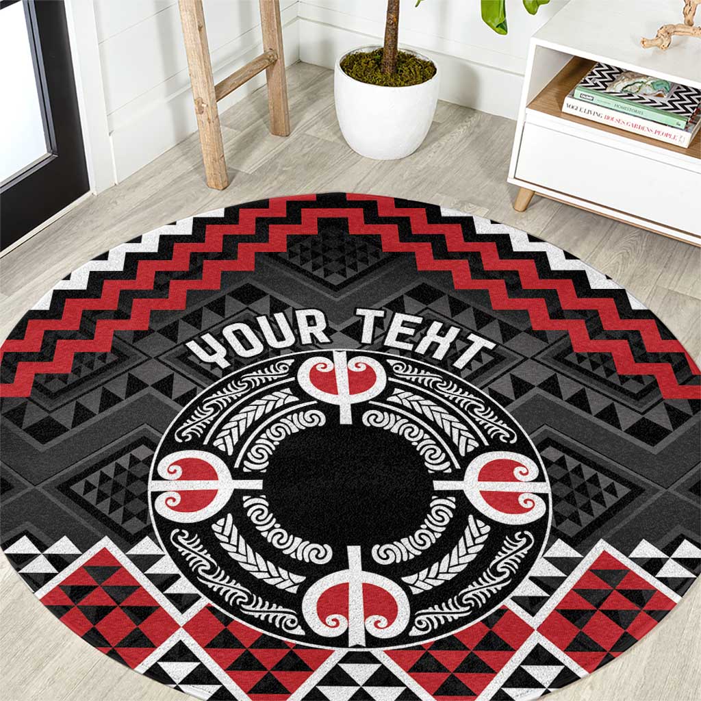 Personalised Aotearoa Niho Taniwha Motif Round Carpet Red Style