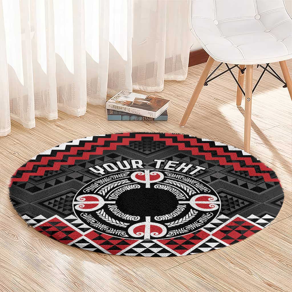 Personalised Aotearoa Niho Taniwha Motif Round Carpet Red Style