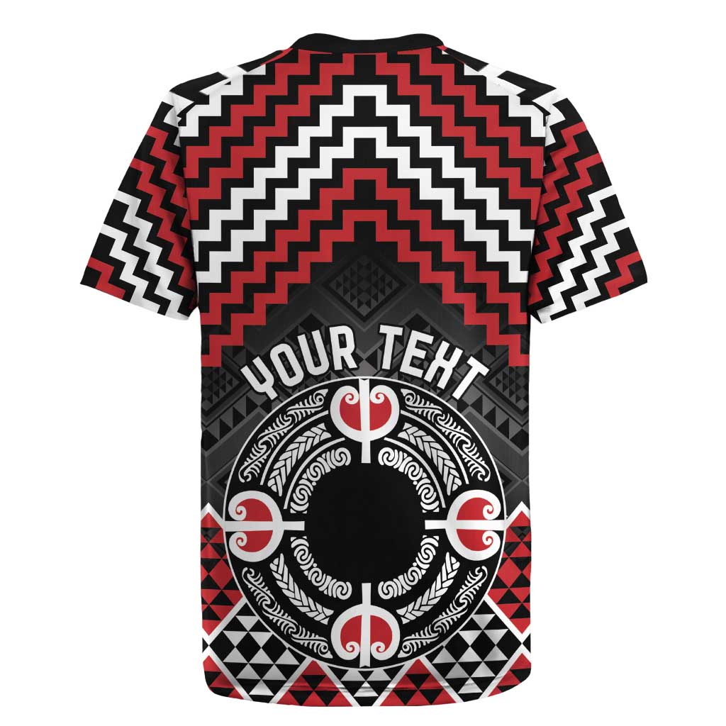 Personalised Aotearoa Niho Taniwha Motif Rugby Jersey Red Style