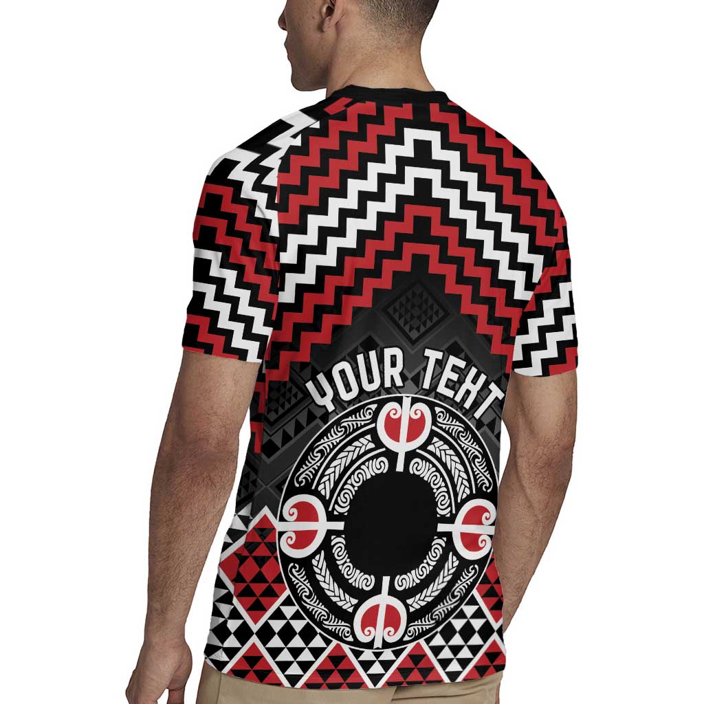 Personalised Aotearoa Niho Taniwha Motif Rugby Jersey Red Style