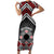 Personalised Aotearoa Niho Taniwha Motif Short Sleeve Bodycon Dress Red Style
