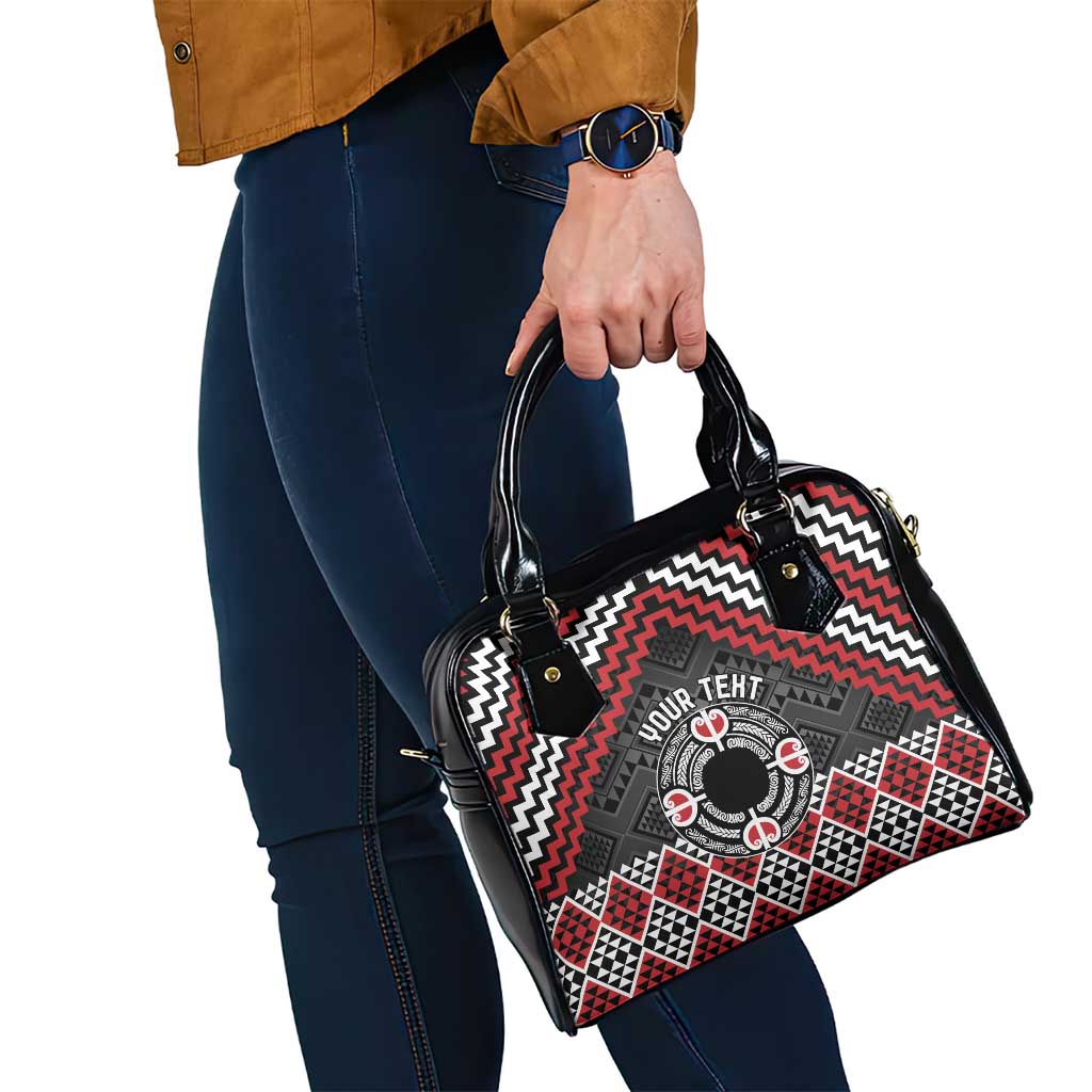 Personalised Aotearoa Niho Taniwha Motif Shoulder Handbag Red Style