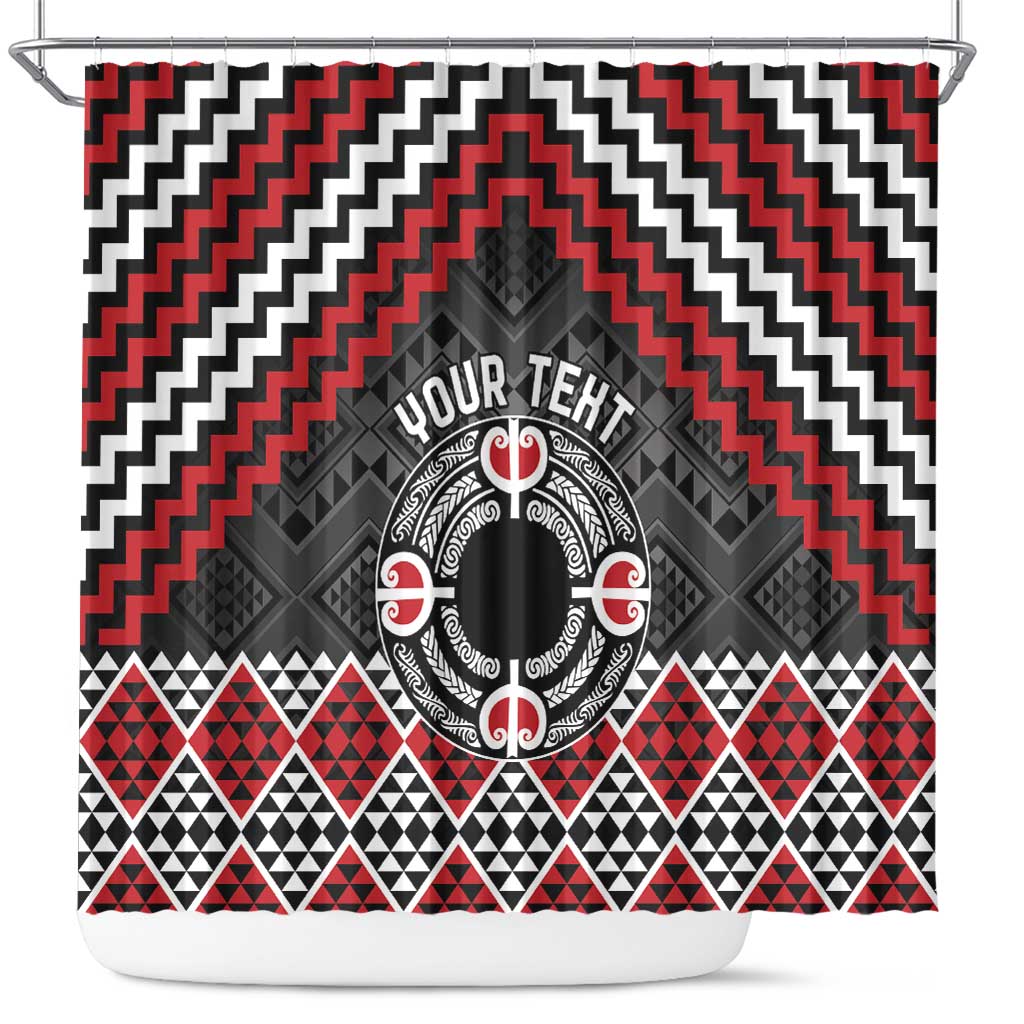 Personalised Aotearoa Niho Taniwha Motif Shower Curtain Red Style
