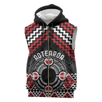 Personalised Aotearoa Niho Taniwha Motif Sleeveless Zip Hoodie Red Style - Polynesian Pride