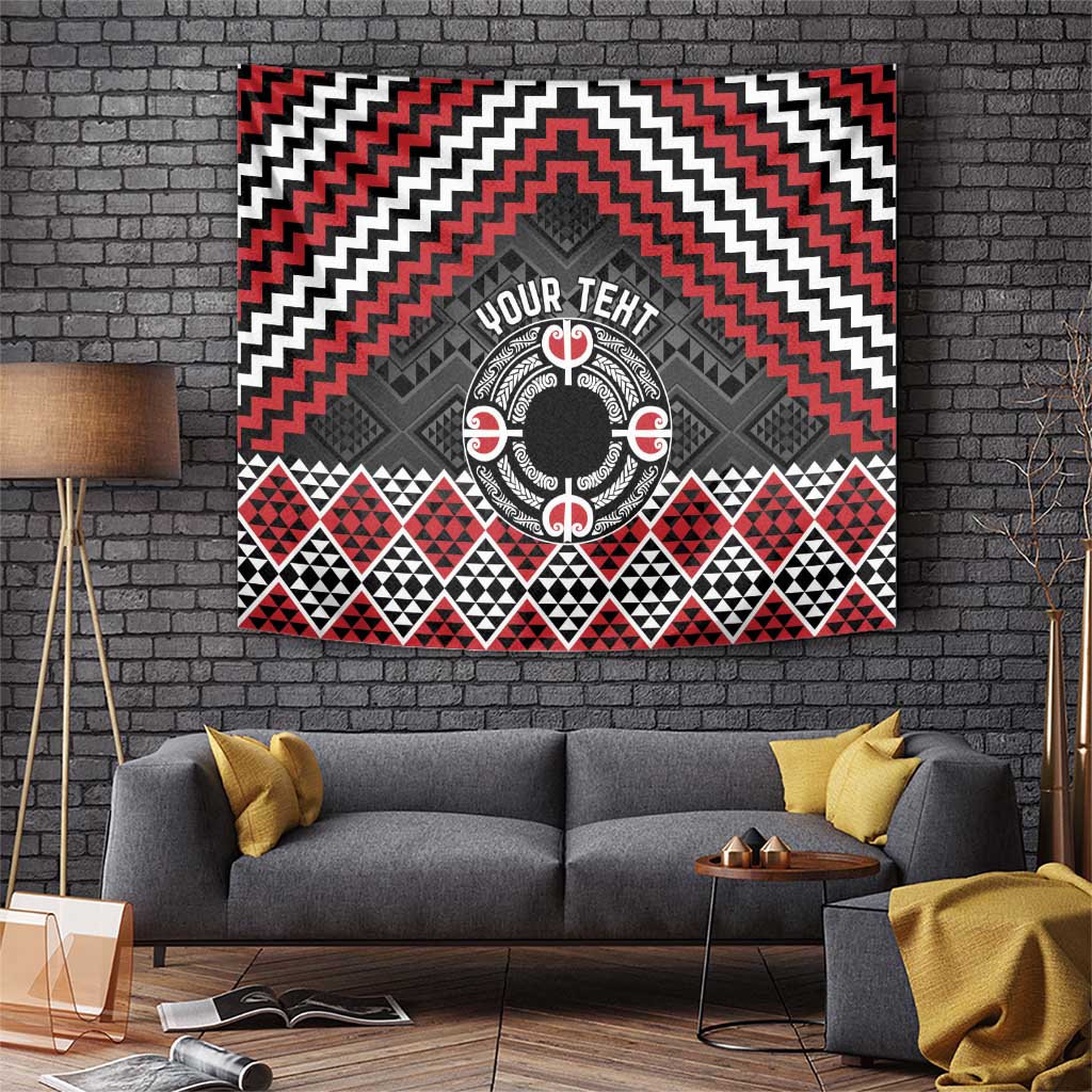 Personalised Aotearoa Niho Taniwha Motif Tapestry Red Style