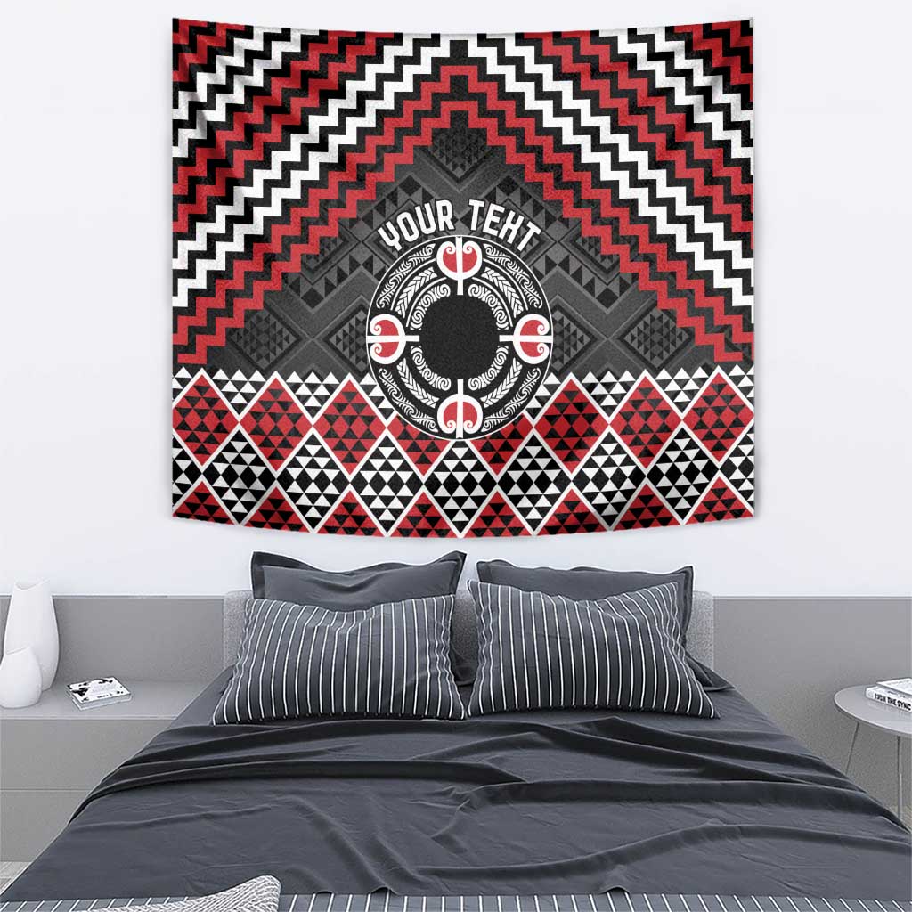 Personalised Aotearoa Niho Taniwha Motif Tapestry Red Style