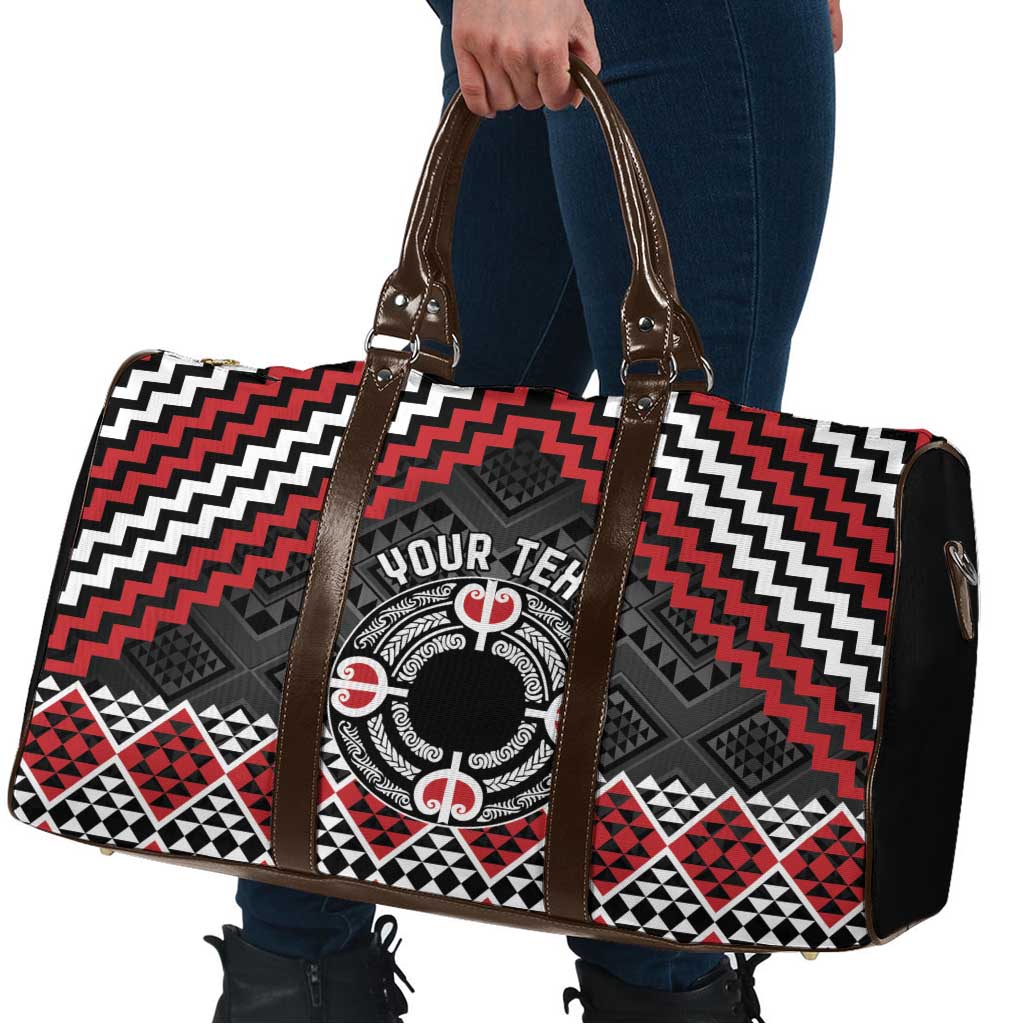 Personalised Aotearoa Niho Taniwha Motif Travel Bag Red Style - Polynesian Pride