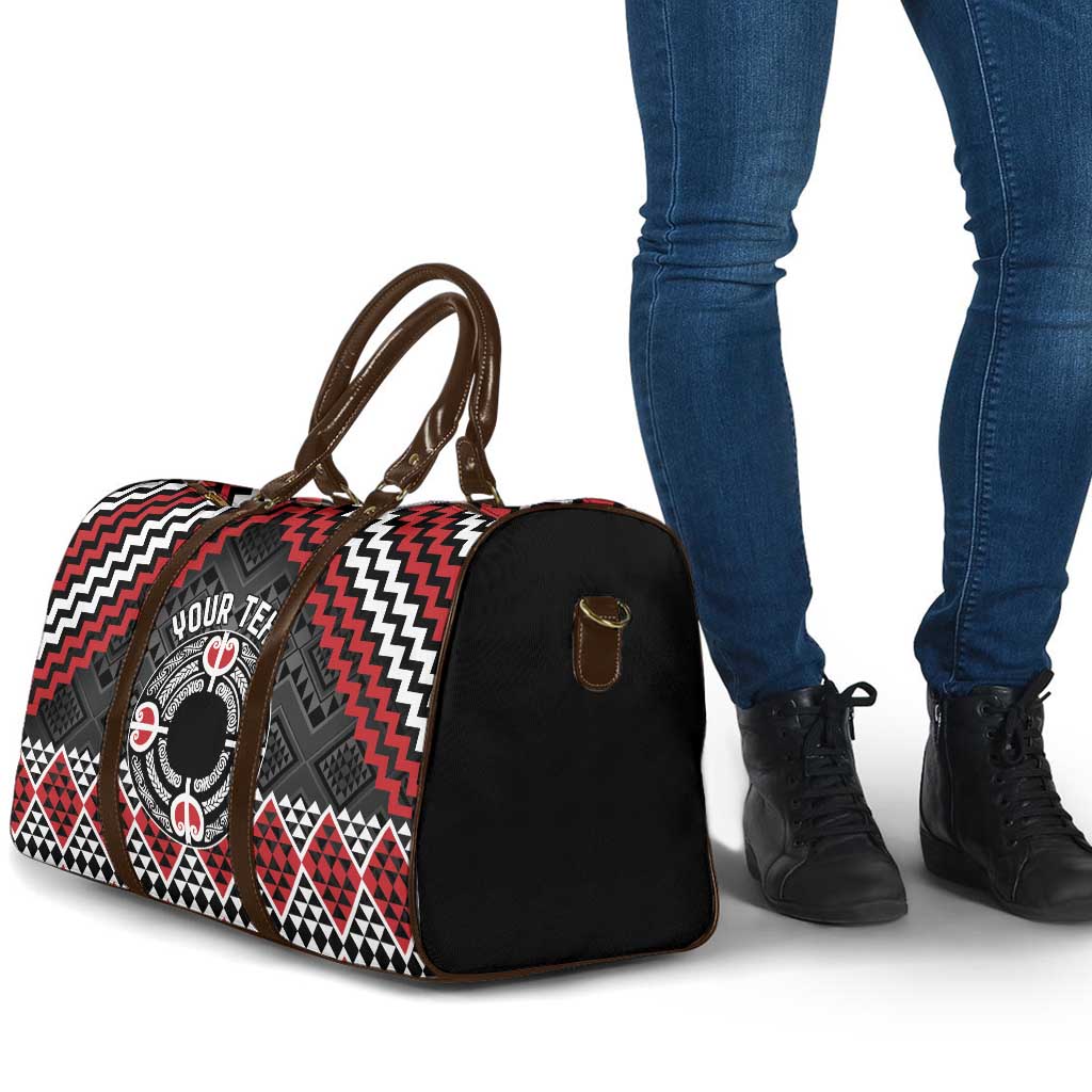 Personalised Aotearoa Niho Taniwha Motif Travel Bag Red Style - Polynesian Pride