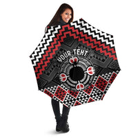 Personalised Aotearoa Niho Taniwha Motif Umbrella Red Style - Polynesian Pride