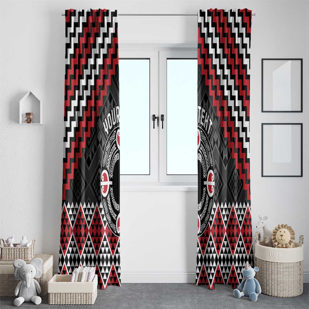 Personalised Aotearoa Niho Taniwha Motif Window Curtain Red Style