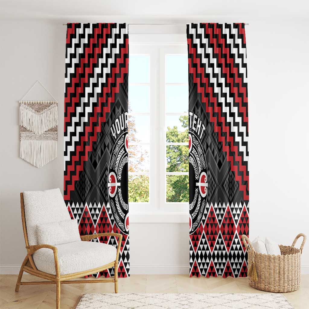 Personalised Aotearoa Niho Taniwha Motif Window Curtain Red Style