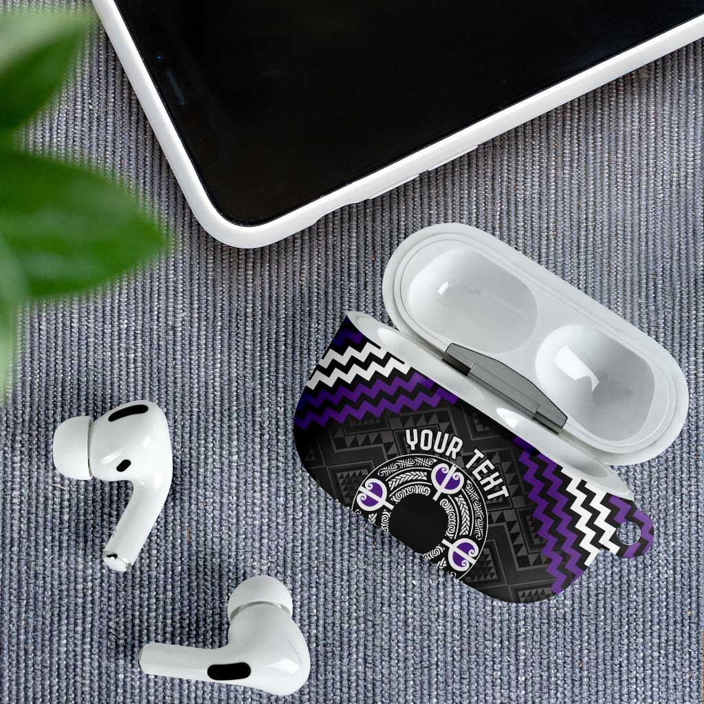 Personalised Aotearoa Niho Taniwha Motif AirPods Case Violet Style - Polynesian Pride