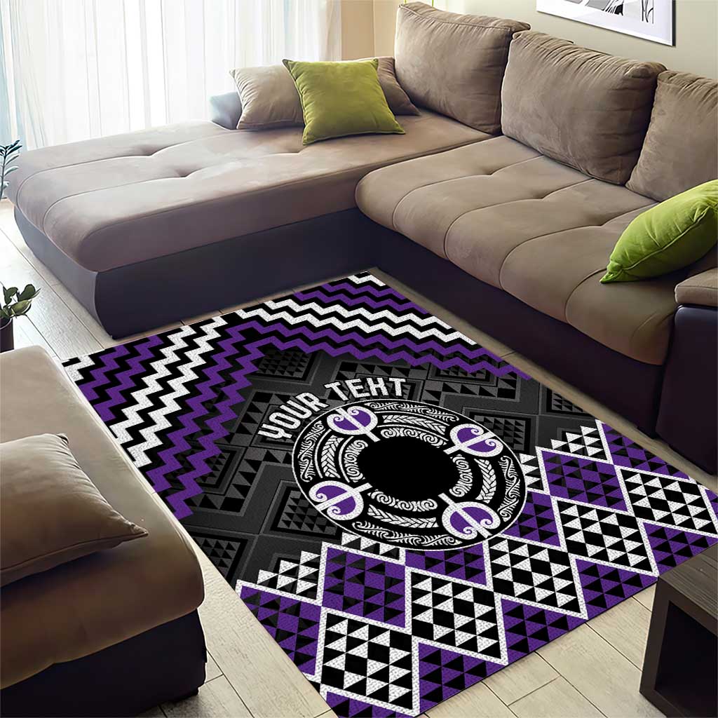 Personalised Aotearoa Niho Taniwha Motif Area Rug Violet Style