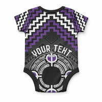 Personalised Aotearoa Niho Taniwha Motif Baby Onesie Violet Style LT9 - Polynesian Pride