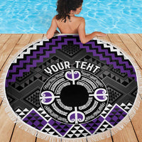 Personalised Aotearoa Niho Taniwha Motif Beach Blanket Violet Style