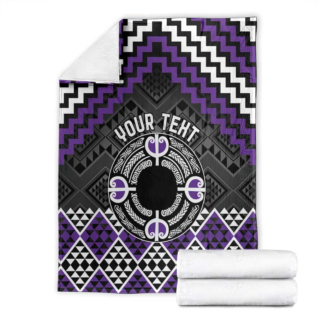 Personalised Aotearoa Niho Taniwha Motif Blanket Violet Style