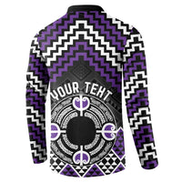 Personalised Aotearoa Niho Taniwha Motif Button Sweatshirt Violet Style