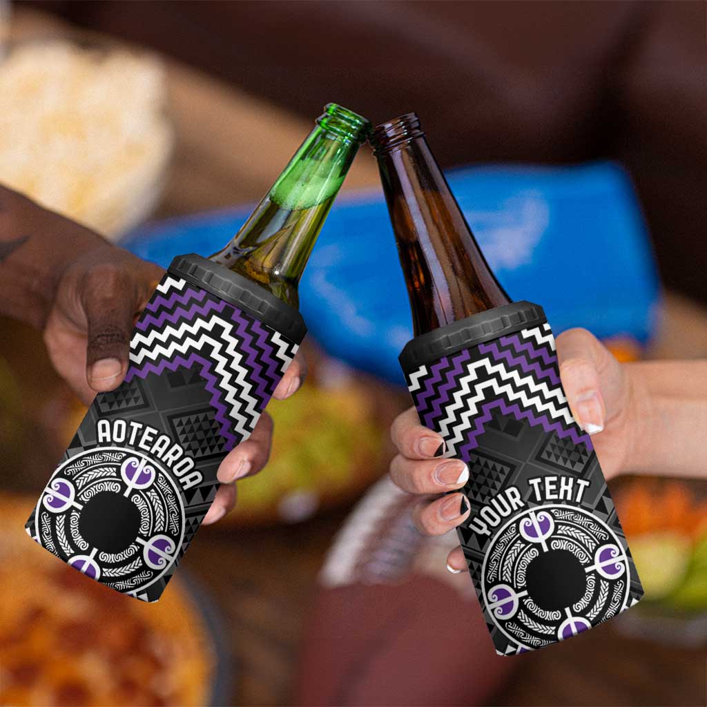 Personalised Aotearoa Niho Taniwha Motif 4 in 1 Can Cooler Tumbler Violet Style