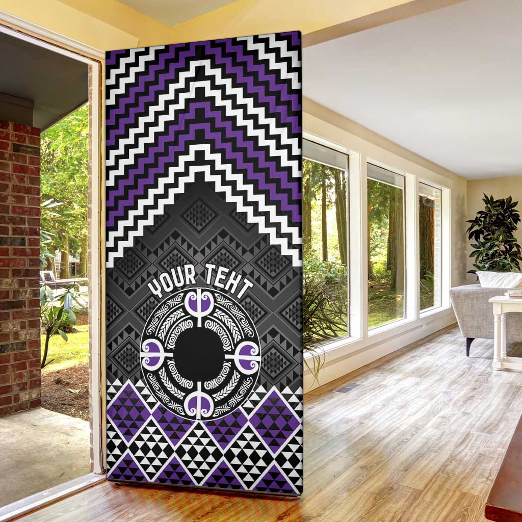 Personalised Aotearoa Niho Taniwha Motif Door Cover Violet Style - Polynesian Pride