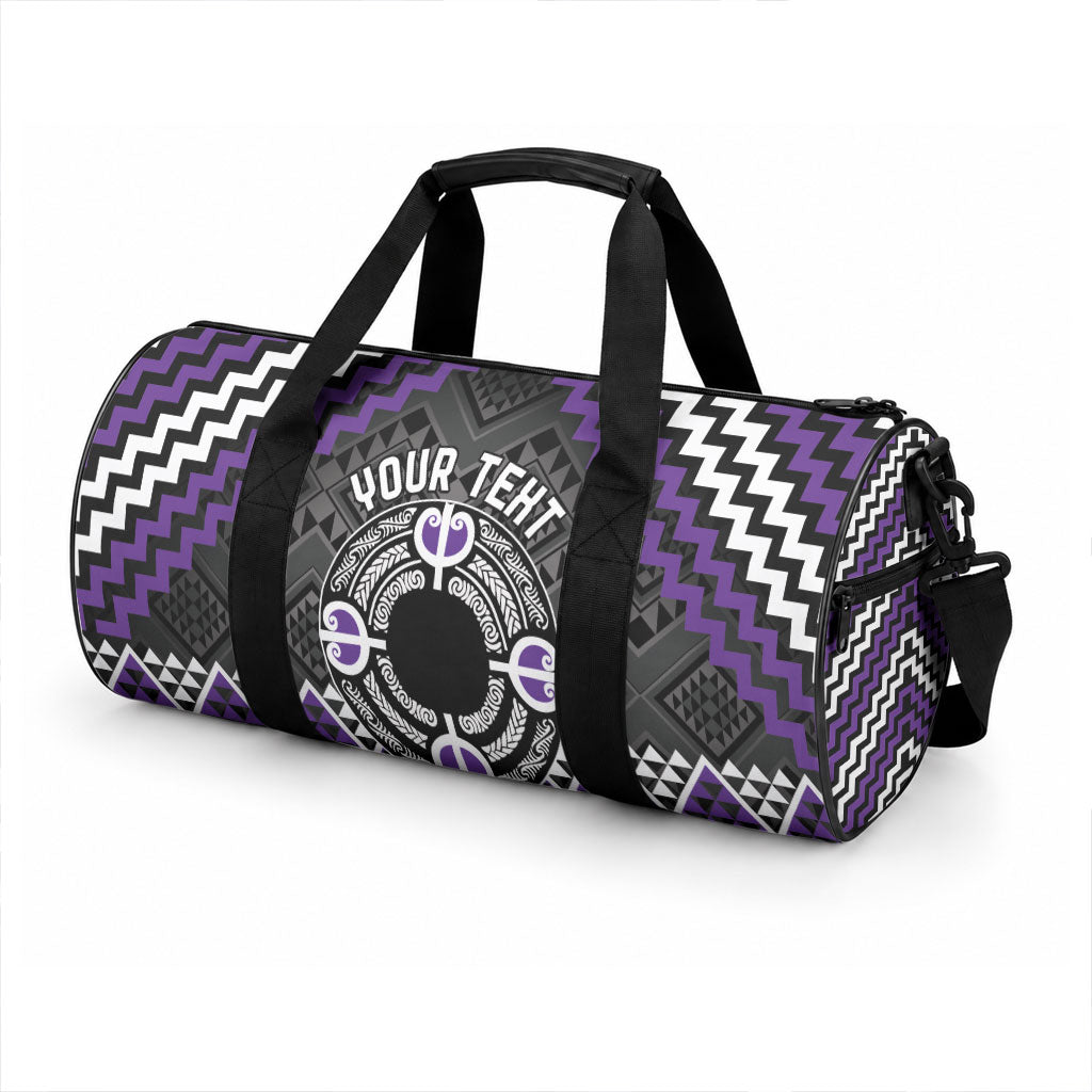 Personalised Aotearoa Niho Taniwha Motif Duffle Bag Violet Style LT9 - Polynesian Pride