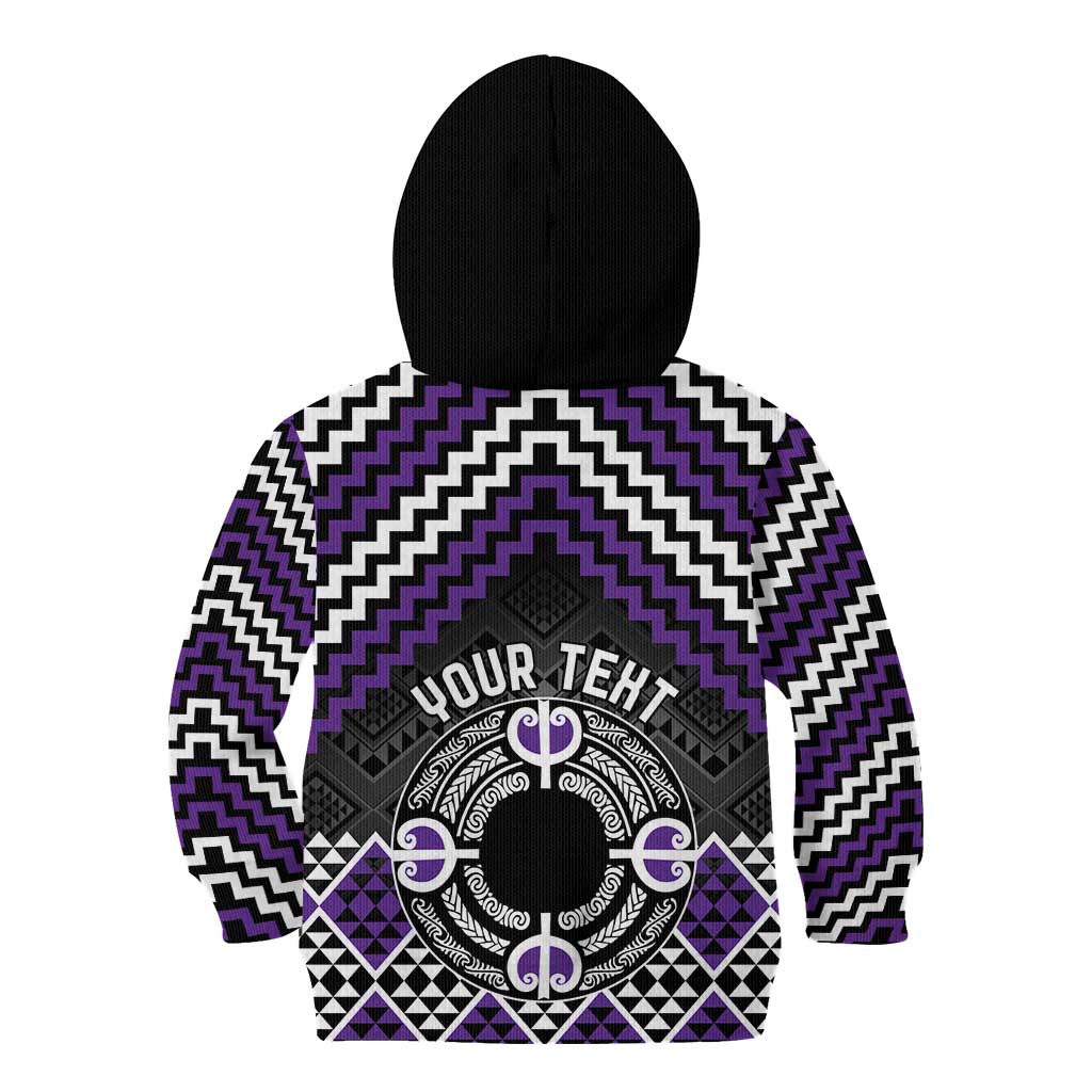 Personalised Aotearoa Niho Taniwha Motif Kid Hoodie Violet Style