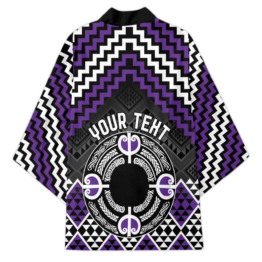 Personalised Aotearoa Niho Taniwha Motif Kimono Violet Style - Polynesian Pride