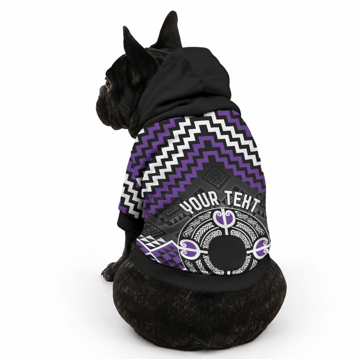 Personalised Aotearoa Niho Taniwha Motif Pet Hoodie Violet Style LT9 - Polynesian Pride