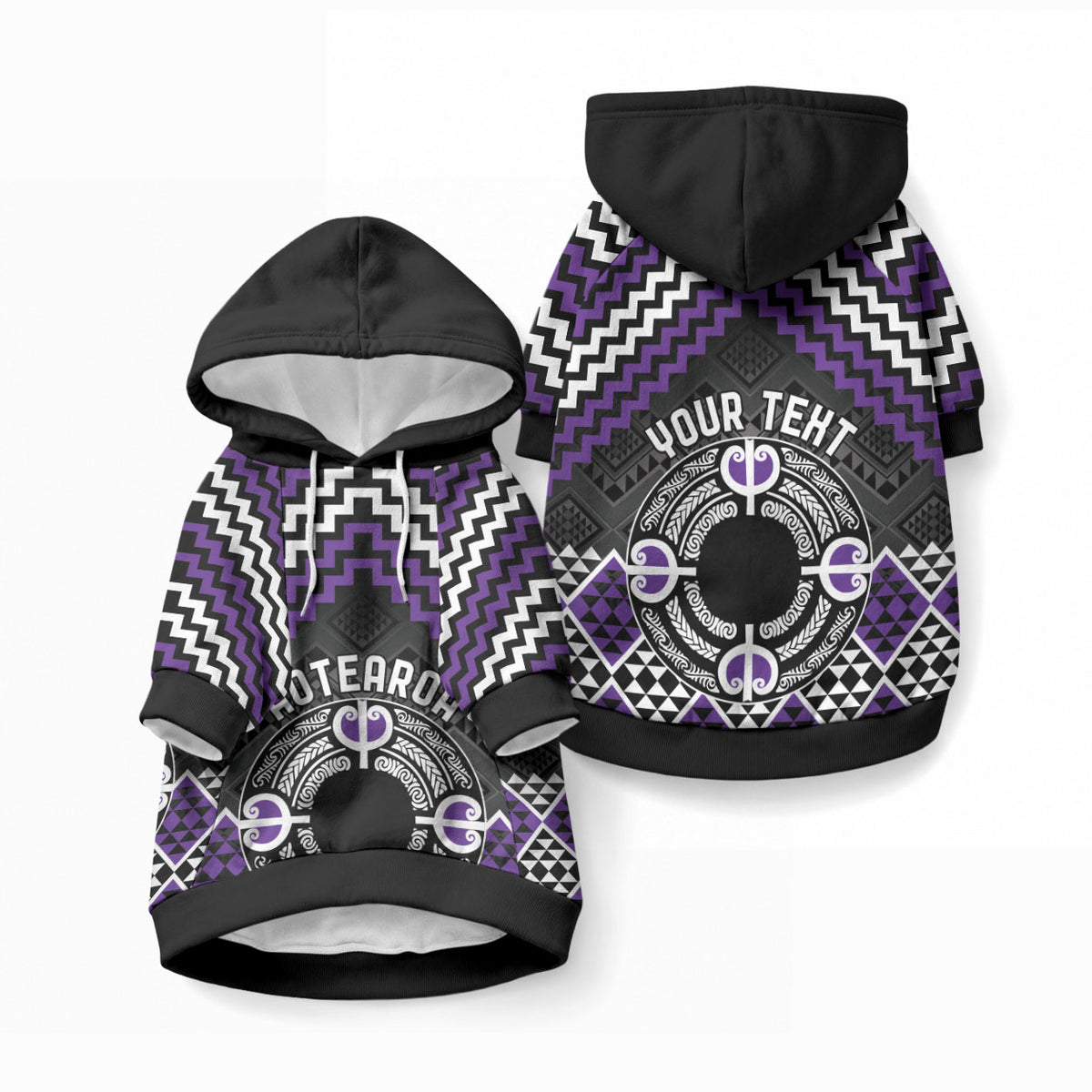 Personalised Aotearoa Niho Taniwha Motif Pet Hoodie Violet Style LT9 Pullover Violet - Polynesian Pride