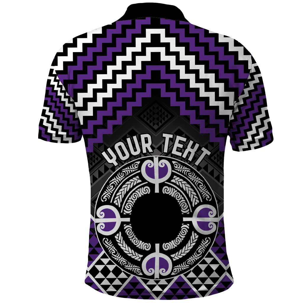 Personalised Aotearoa Niho Taniwha Motif Polo Shirt Violet Style