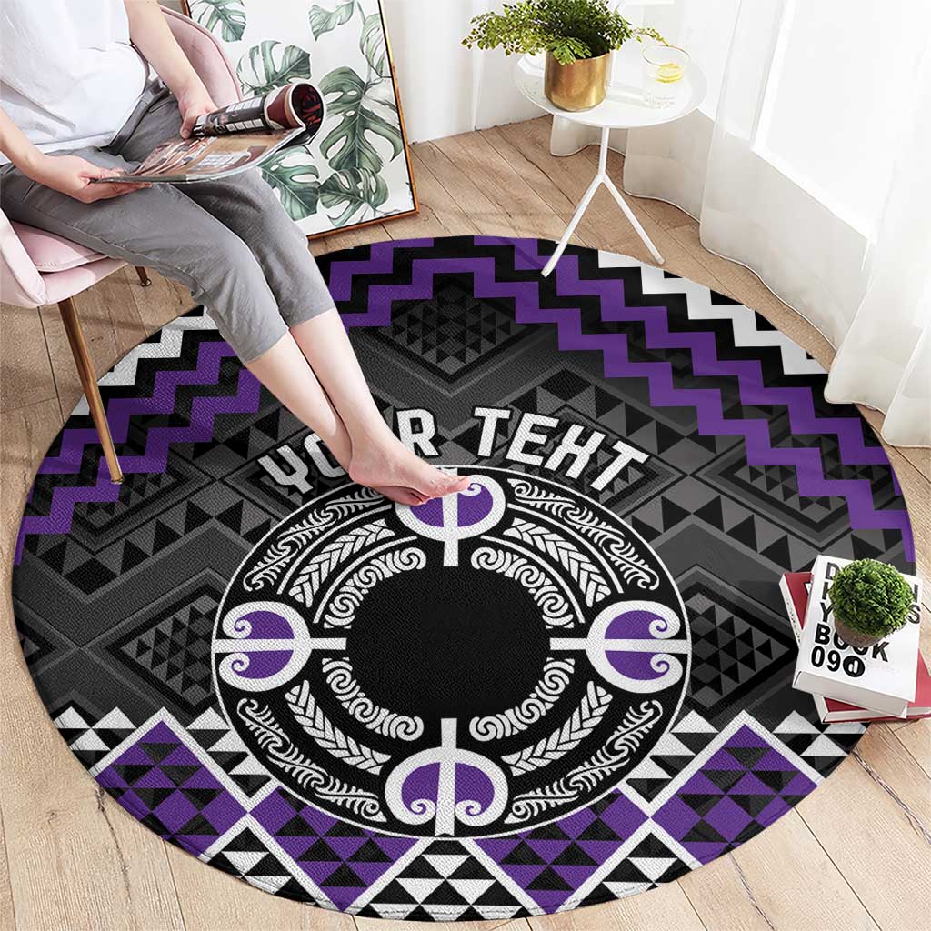 Personalised Aotearoa Niho Taniwha Motif Round Carpet Violet Style