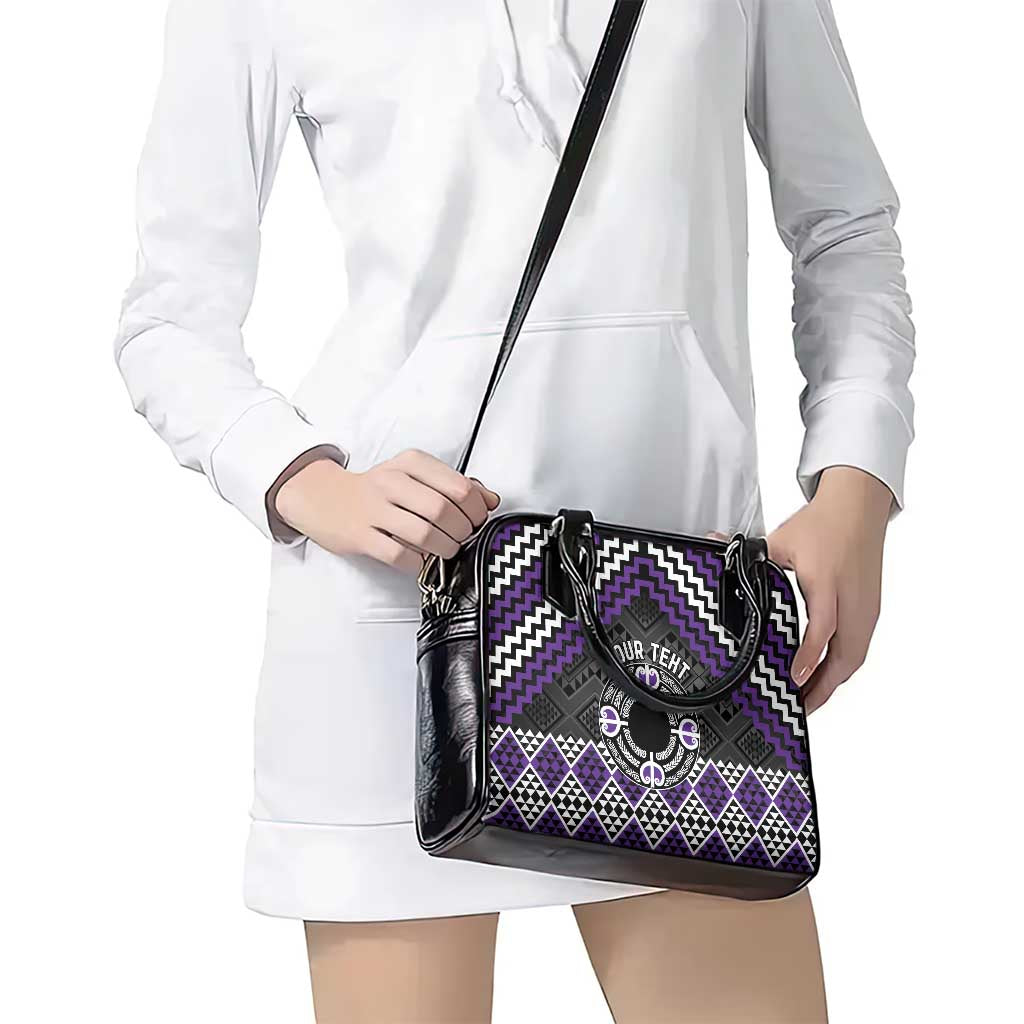 Personalised Aotearoa Niho Taniwha Motif Shoulder Handbag Violet Style