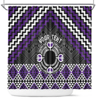 Personalised Aotearoa Niho Taniwha Motif Shower Curtain Violet Style