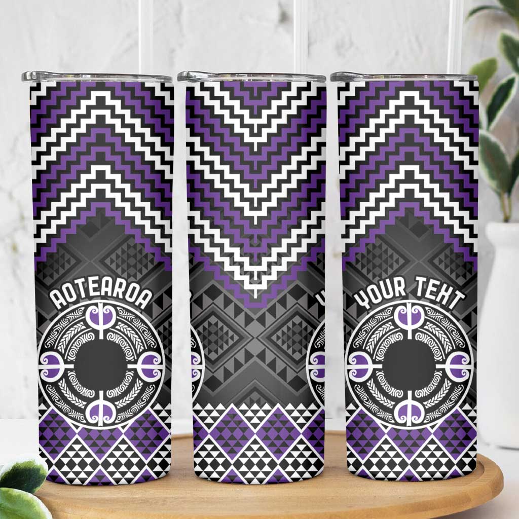 Personalised Aotearoa Niho Taniwha Motif Skinny Tumbler Violet Style LT9 - Polynesian Pride
