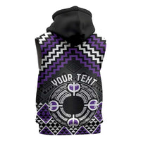 Personalised Aotearoa Niho Taniwha Motif Sleeveless Zip Hoodie Violet Style - Polynesian Pride