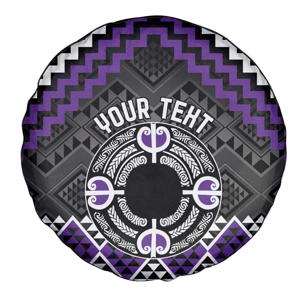Personalised Aotearoa Niho Taniwha Motif Spare Tire Cover Violet Style
