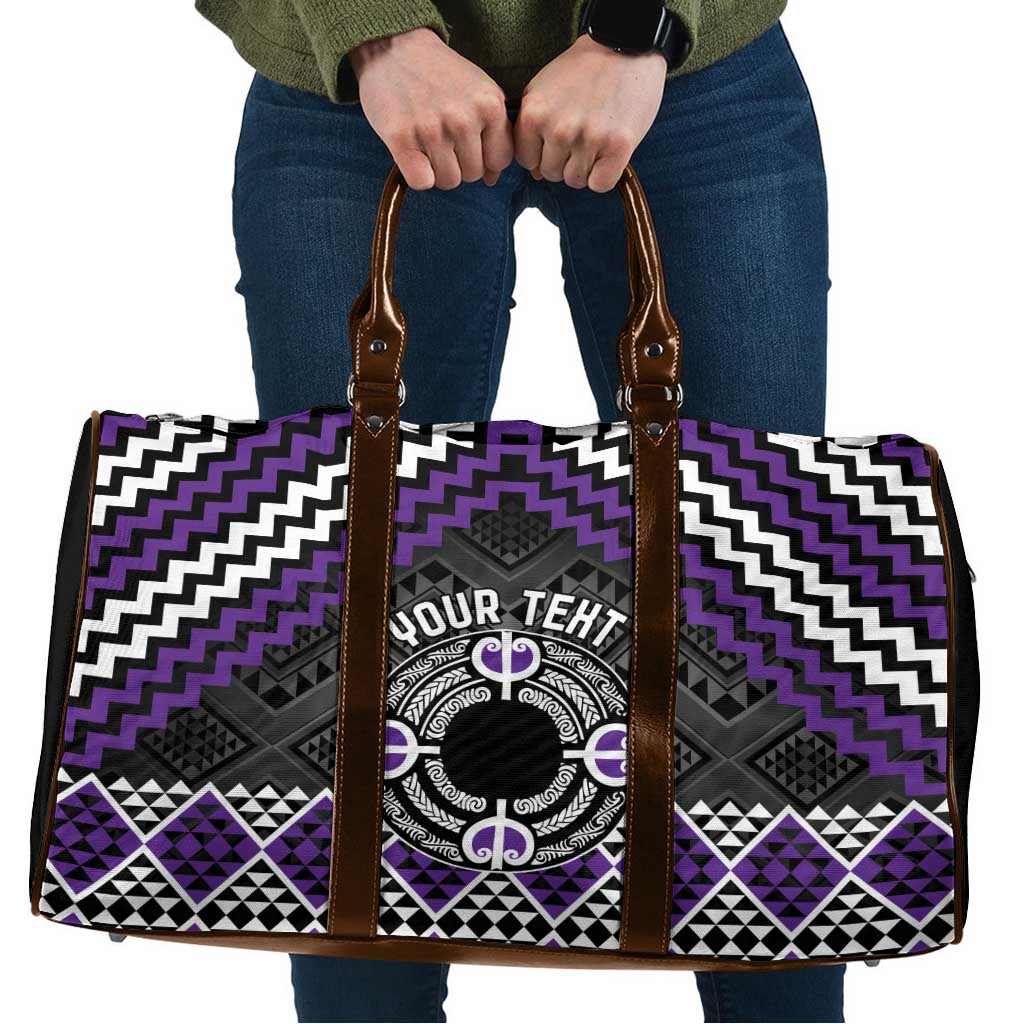 Personalised Aotearoa Niho Taniwha Motif Travel Bag Violet Style - Polynesian Pride
