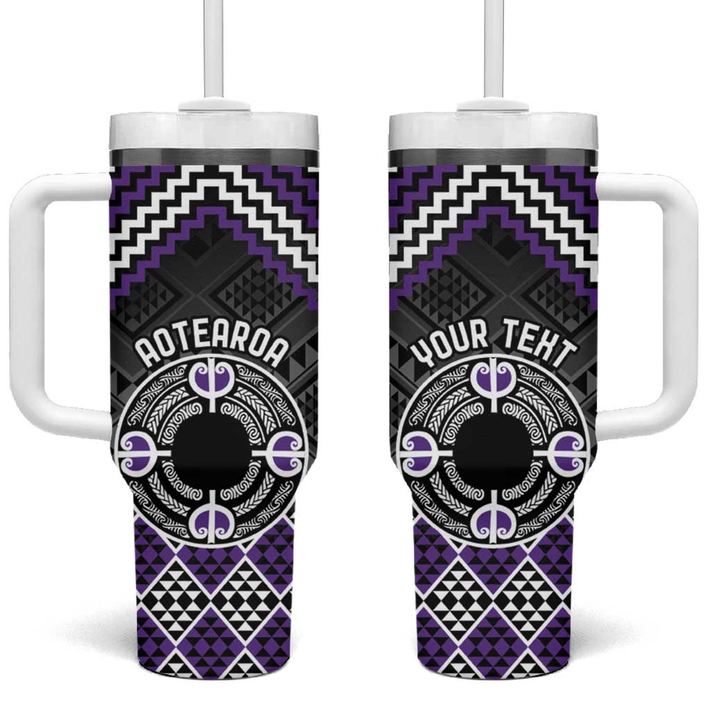 Personalised Aotearoa Niho Taniwha Motif Tumbler With Handle Violet Style