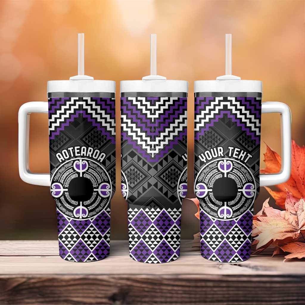 Personalised Aotearoa Niho Taniwha Motif Tumbler With Handle Violet Style