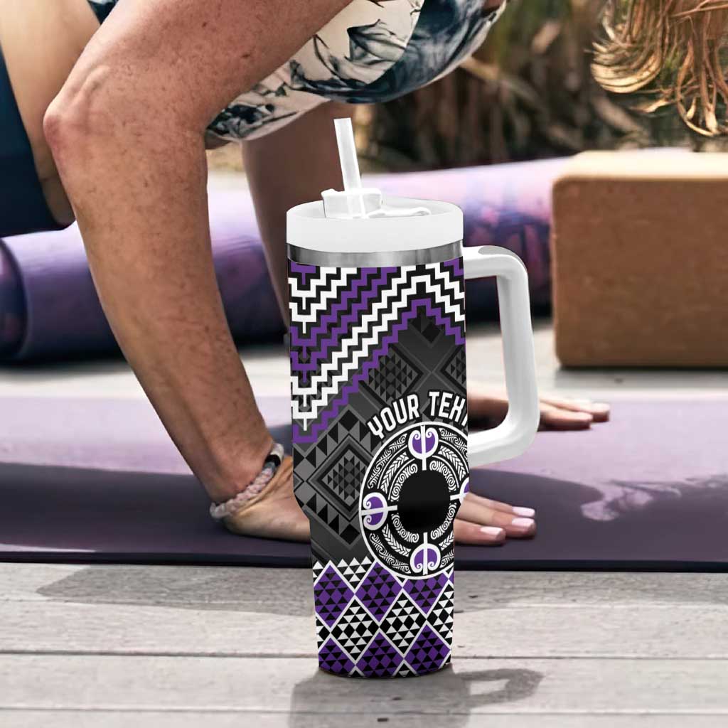 Personalised Aotearoa Niho Taniwha Motif Tumbler With Handle Violet Style