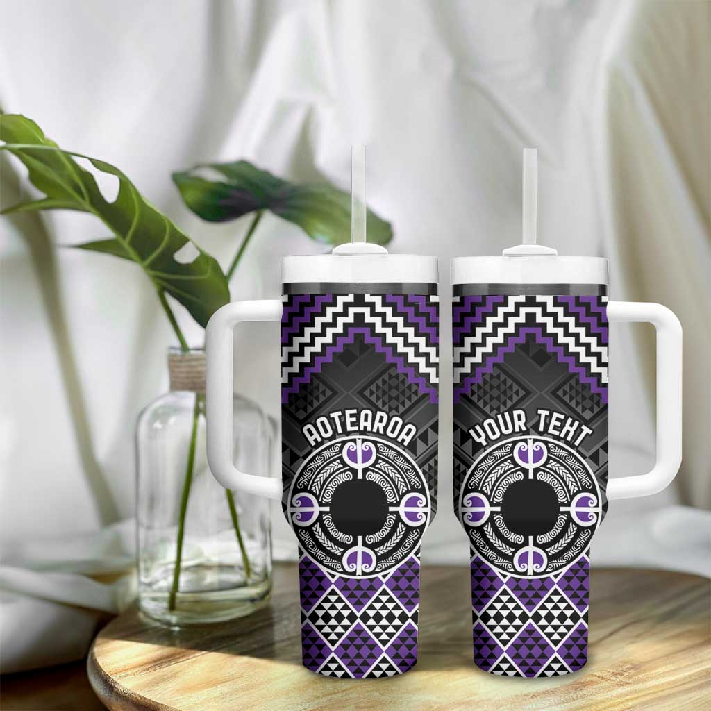 Personalised Aotearoa Niho Taniwha Motif Tumbler With Handle Violet Style