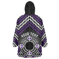 Personalised Aotearoa Niho Taniwha Motif Wearable Blanket Hoodie Violet Style