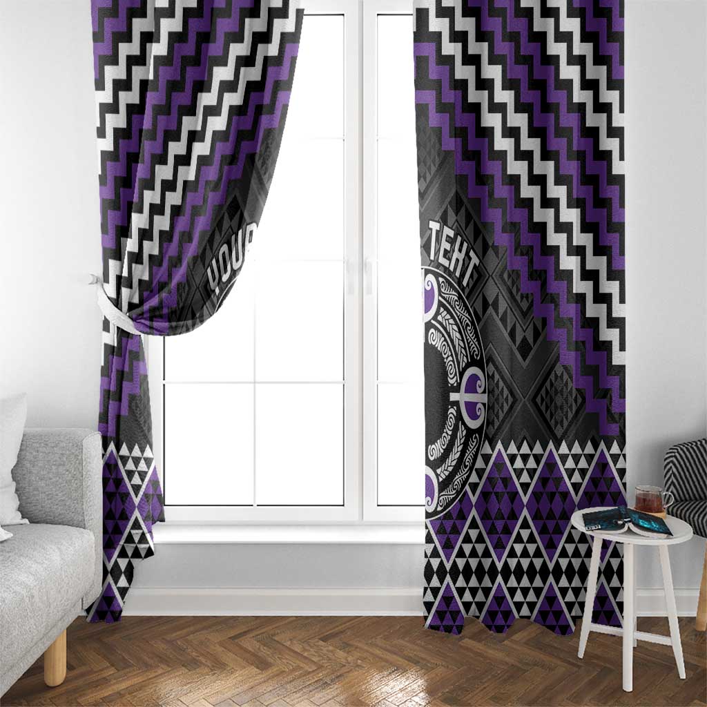 Personalised Aotearoa Niho Taniwha Motif Window Curtain Violet Style