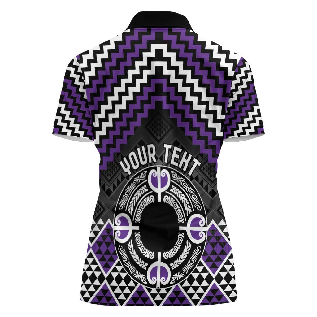 Personalised Aotearoa Niho Taniwha Motif Women Polo Shirt Violet Style