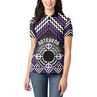 Personalised Aotearoa Niho Taniwha Motif Women Polo Shirt Violet Style