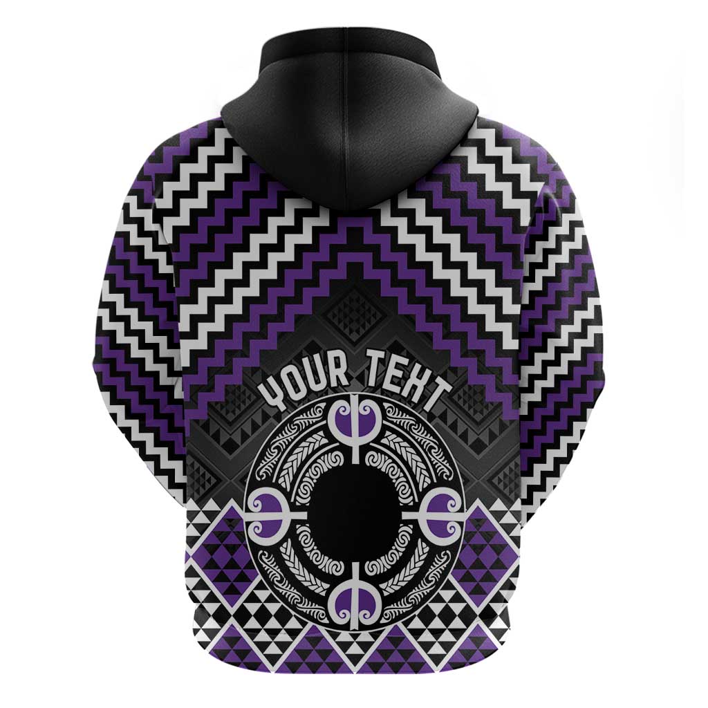 Personalised Aotearoa Niho Taniwha Motif Zip Hoodie Violet Style