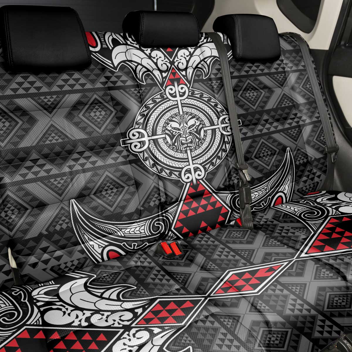 Black Aotearoa Taniko Motif Back Car Seat Cover Vintage Maori New Zealand Tribal Art Pattern